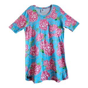 SIMPLY SOUTHERN Women's XL Dress Bloom Floral Tropical Shift Logo Cotton Knit